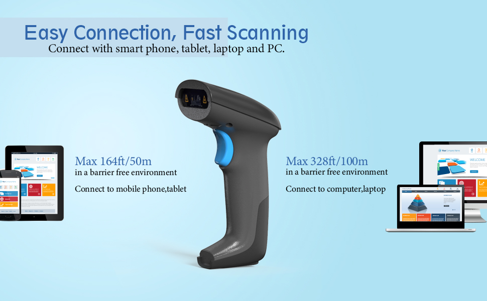 REALINN 2D Barcode Scanner Compatible with Bluetooth, Cordless, USB